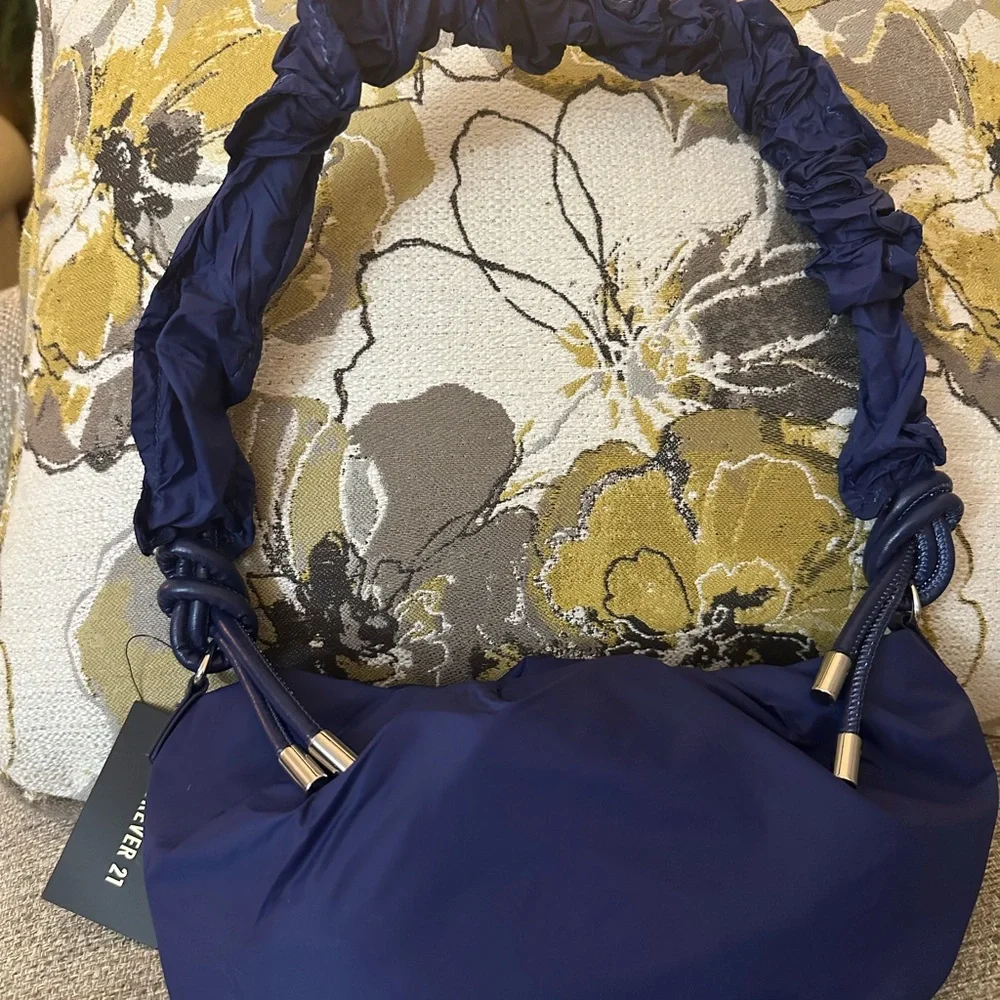 Stylish Forever 21  Navy Shoulder Bag  with Ruffled Shoulder‎ Strap